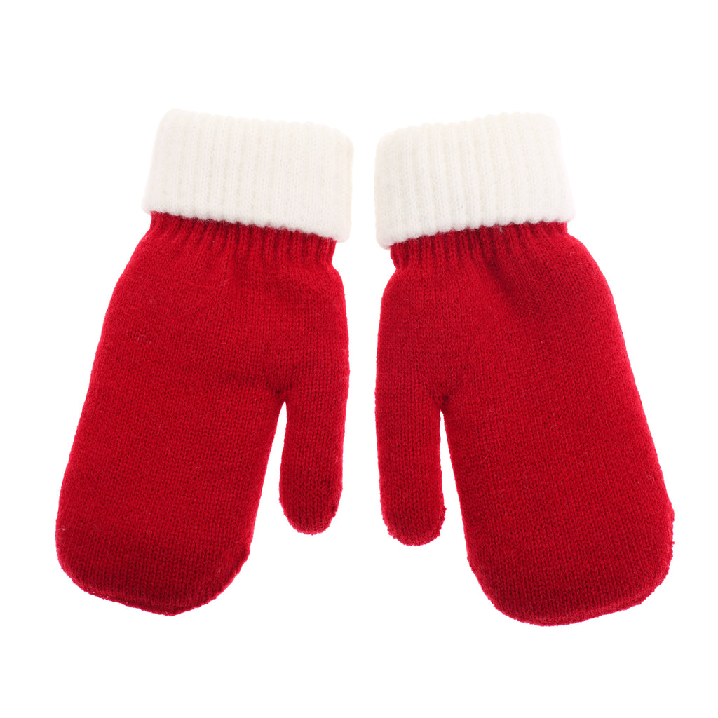 Knitted mittens with soft lining "Santa"