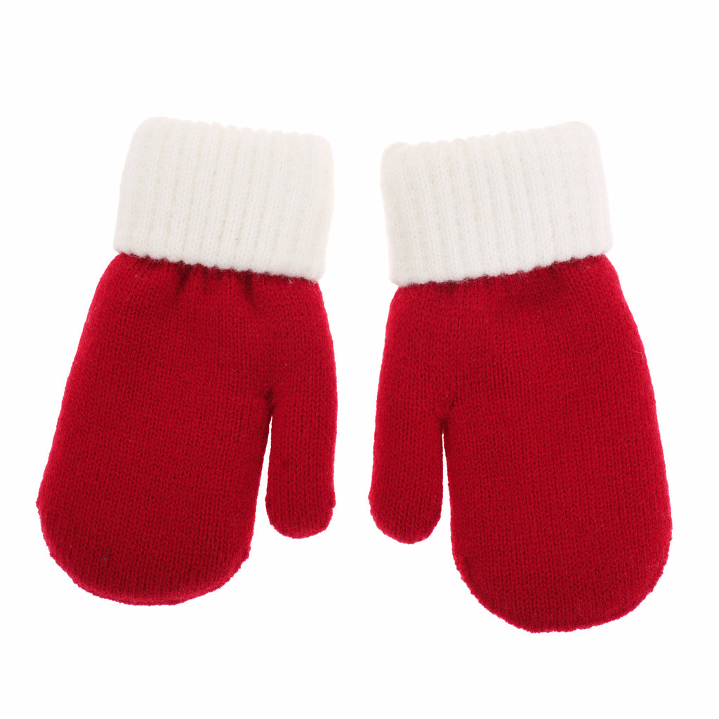 Knitted mittens with soft lining "Santa"