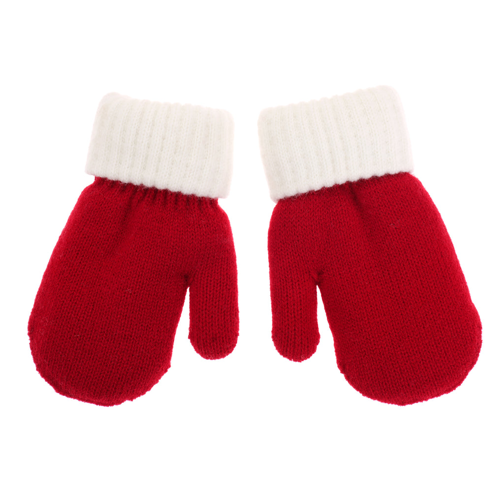 Knitted mittens with soft lining "Santa"