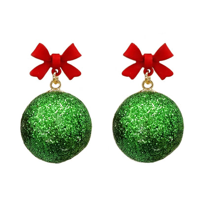 Boucles d'Oreilles "Boules de Noël vertes"