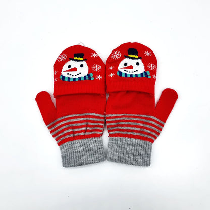 Christmas mittens for kids, red