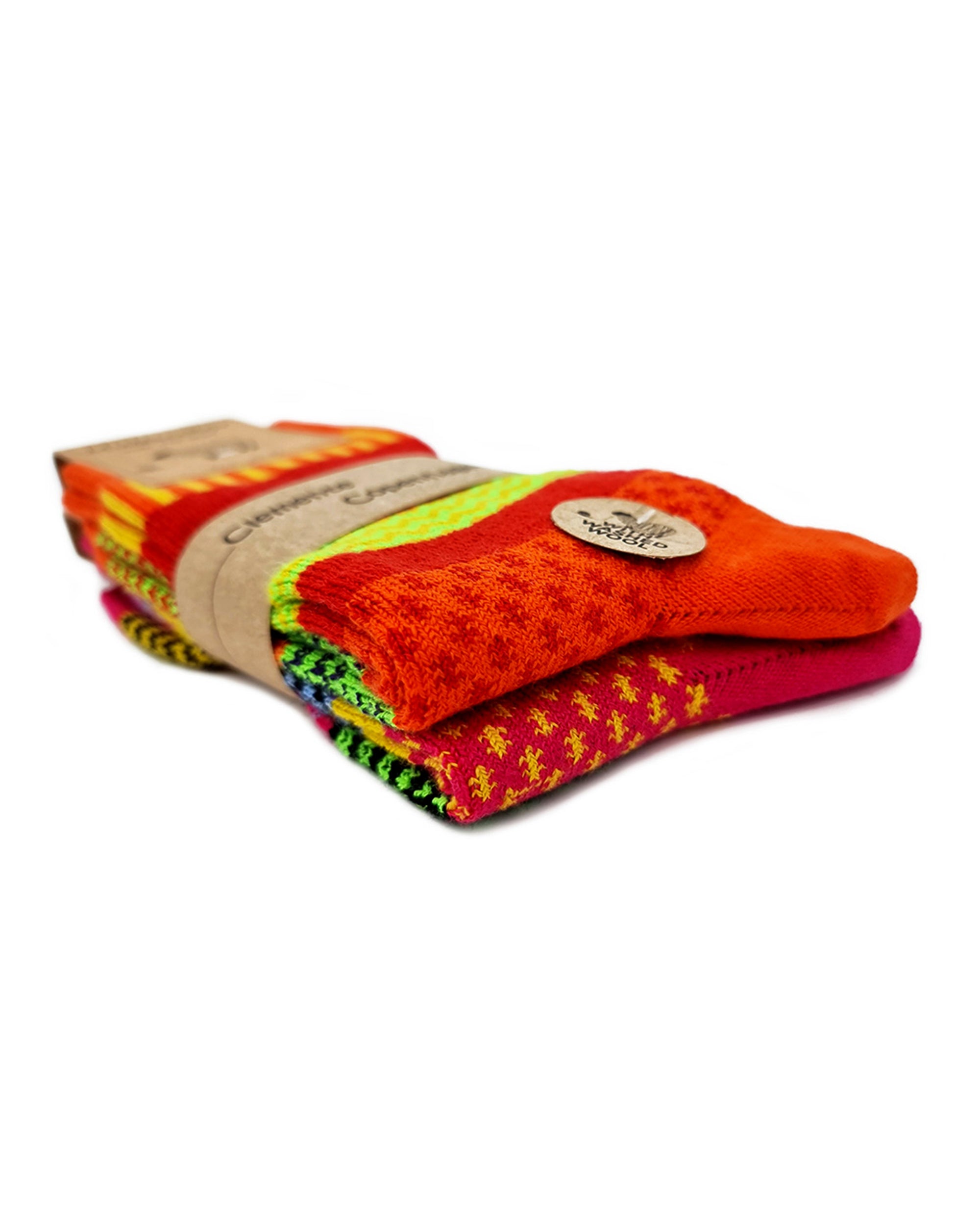 Chaussettes en Laine roses & oranges, lot de 2 paires