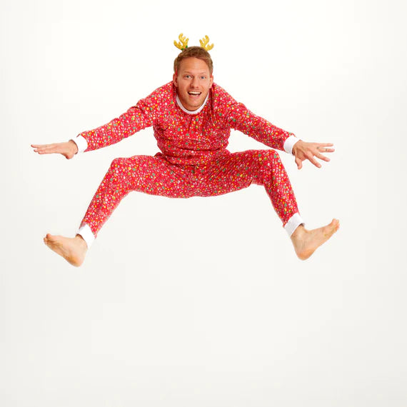 "Crazy" Christmas pajamas in red organic cotton