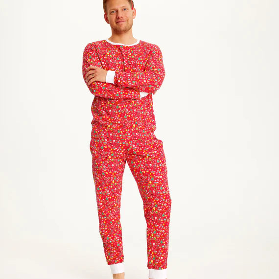 "Crazy" Christmas pajamas in red organic cotton