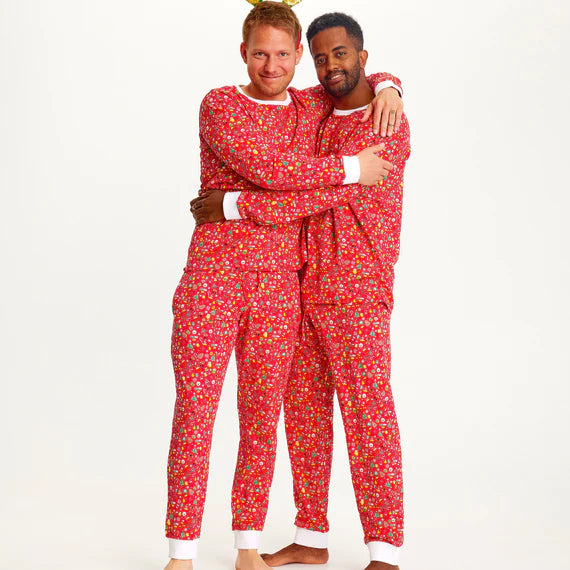 "Crazy" Christmas pajamas in red organic cotton