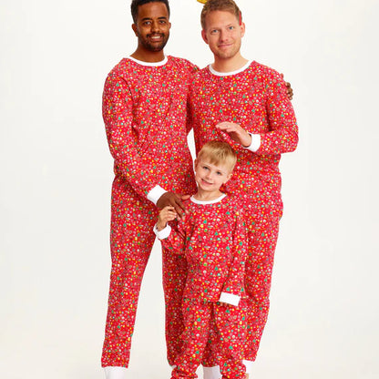 Red "Crazy" Christmas pajamas for children, organic cotton