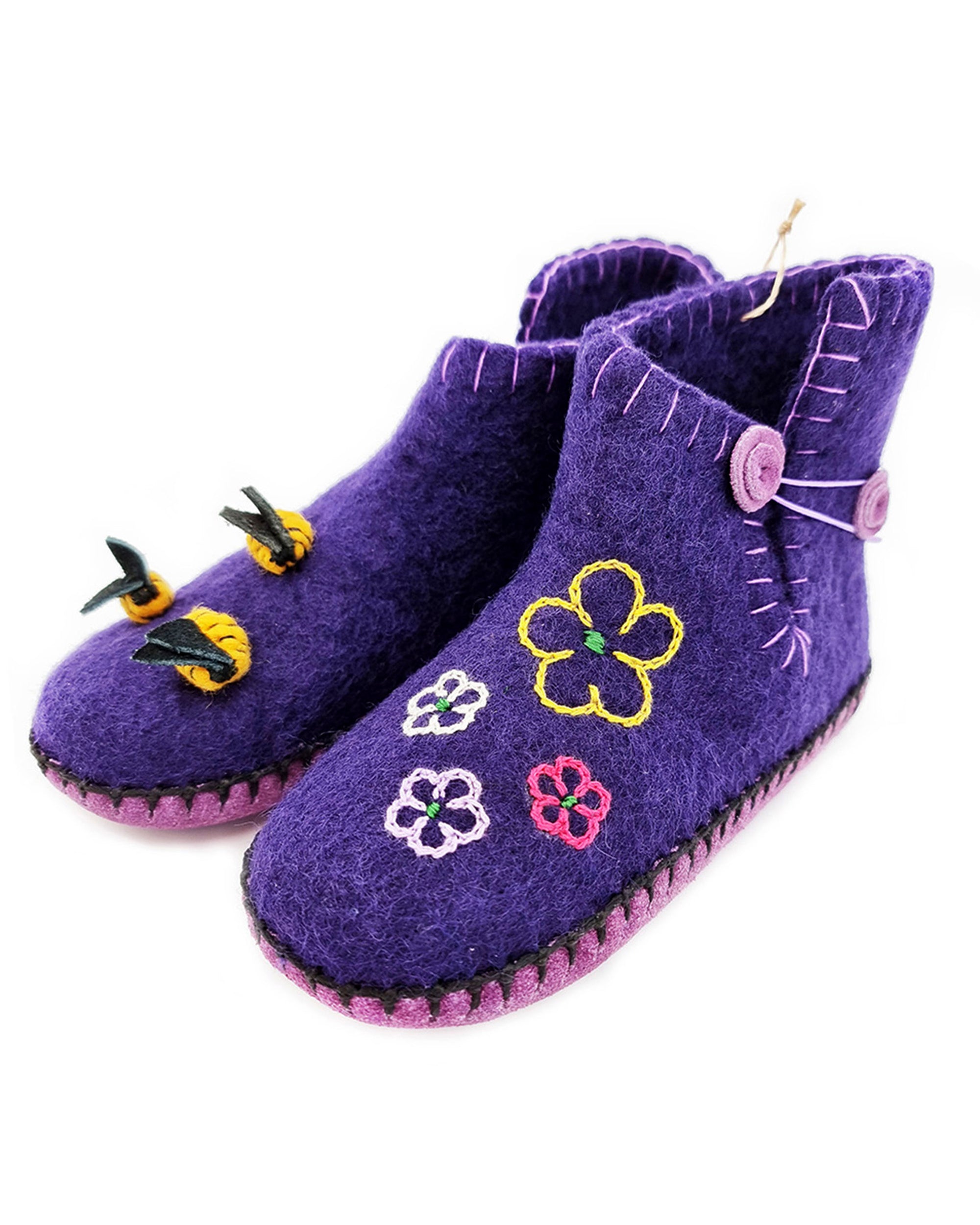 Chaussons en Feutre pour Enfants faits à la main (violet)