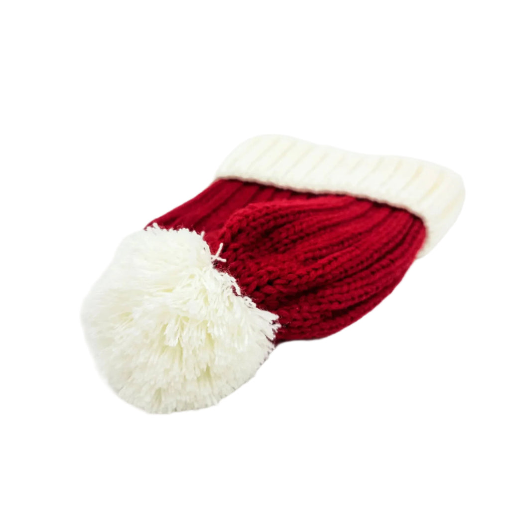 Bonnet de père Noël tricoté, rouge / blanc