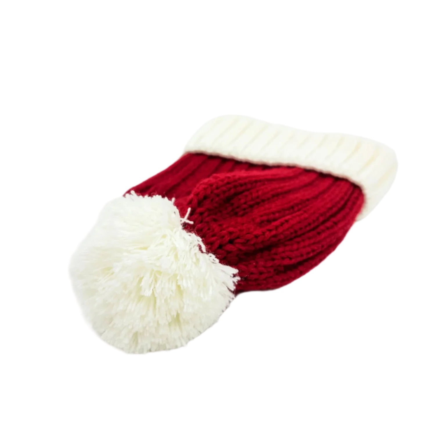 Bonnet de père Noël tricoté, rouge / blanc