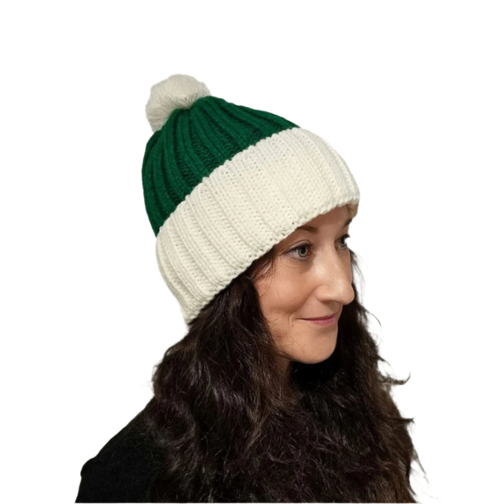 Knitted Santa Hat, Green/White