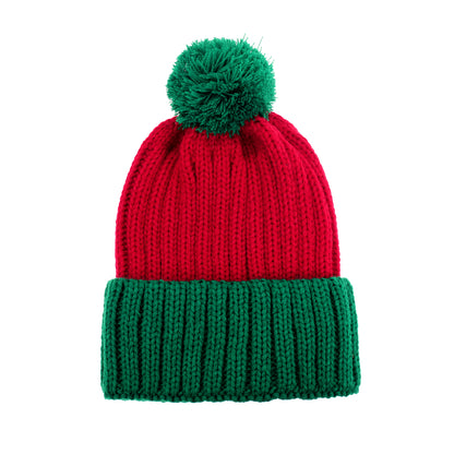 Bonnet de père Noël tricoté, vert / rouge