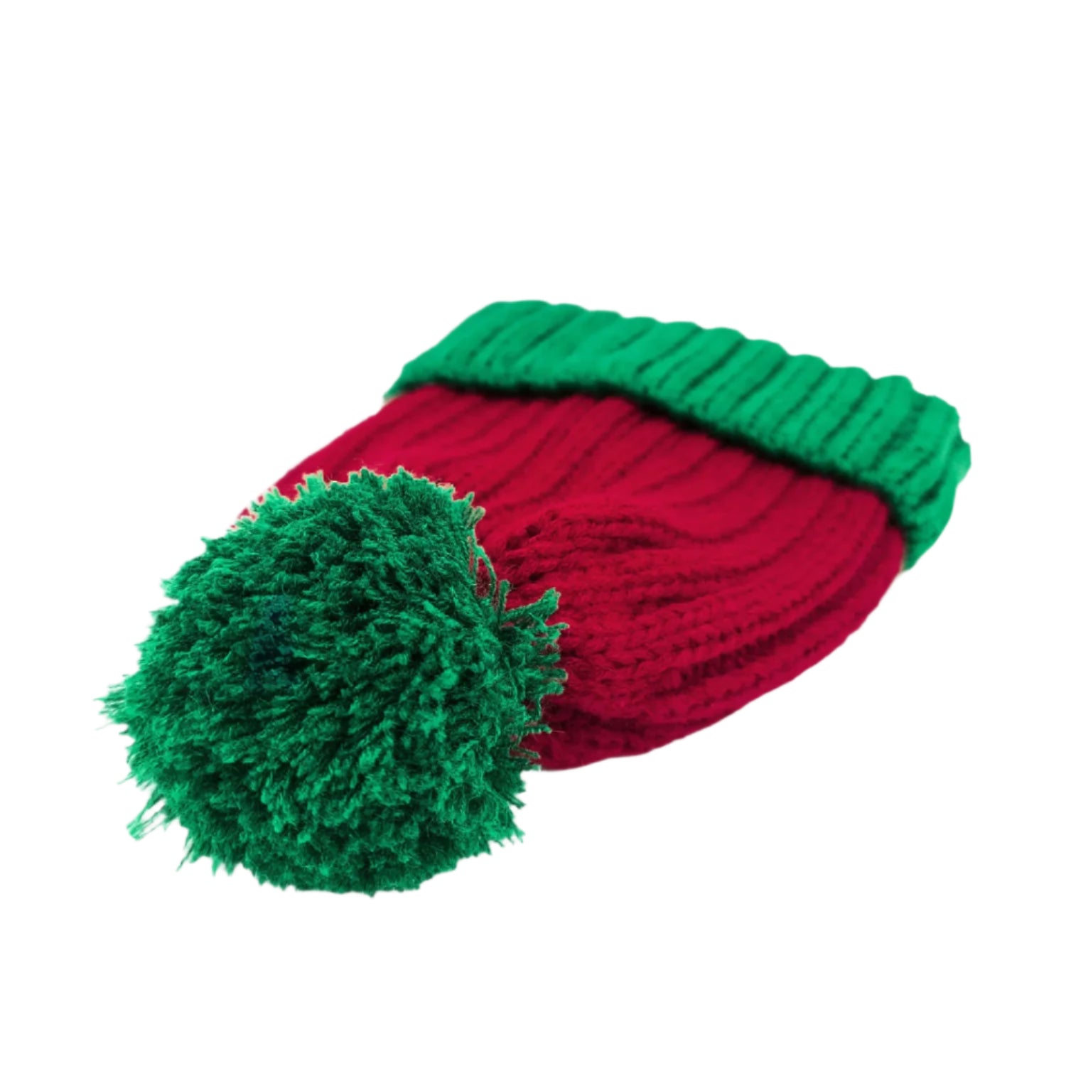 Bonnet de père Noël tricoté, vert / rouge