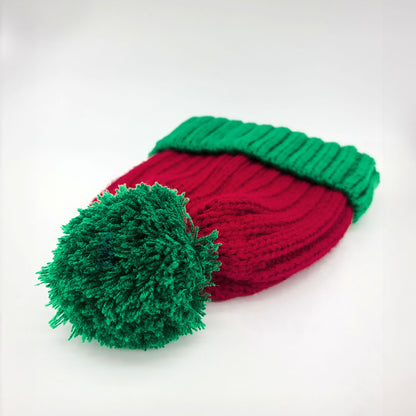 Bonnet de père Noël tricoté, vert / rouge