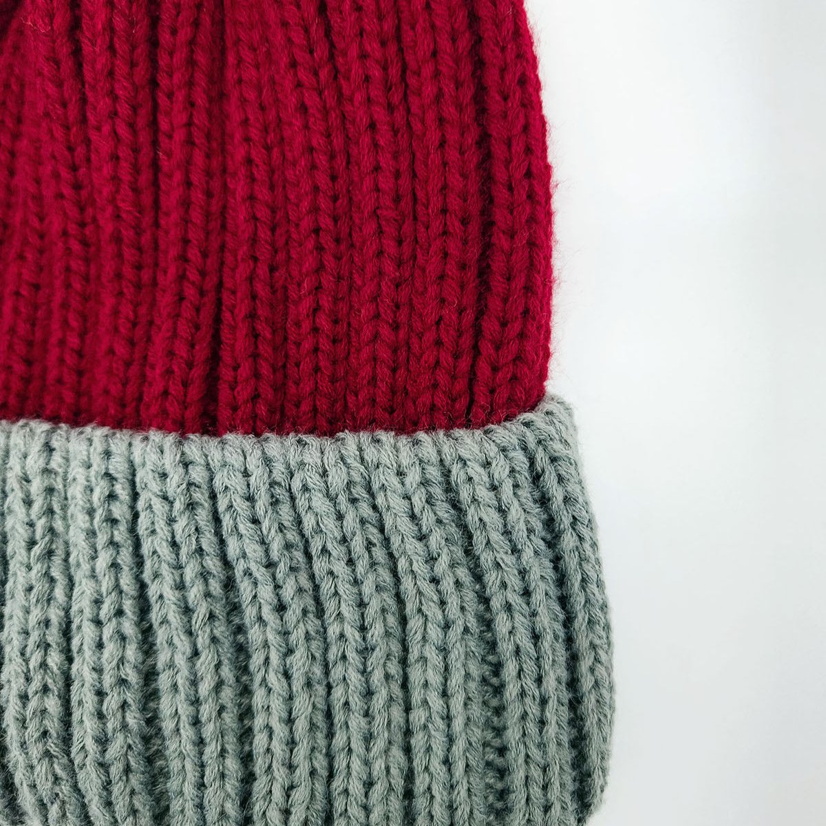 Knitted Santa Hat, Red/Grey