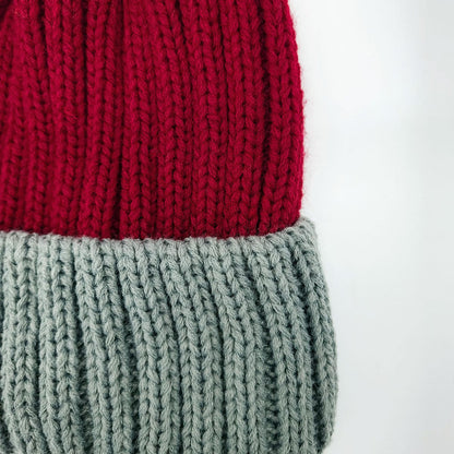 Knitted Santa Hat, Red/Grey