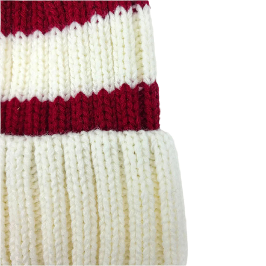 Bonnet de père Noël tricoté à rayures, rouge / blanc
