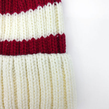 Knitted Santa Hat with Stripes, Red/White