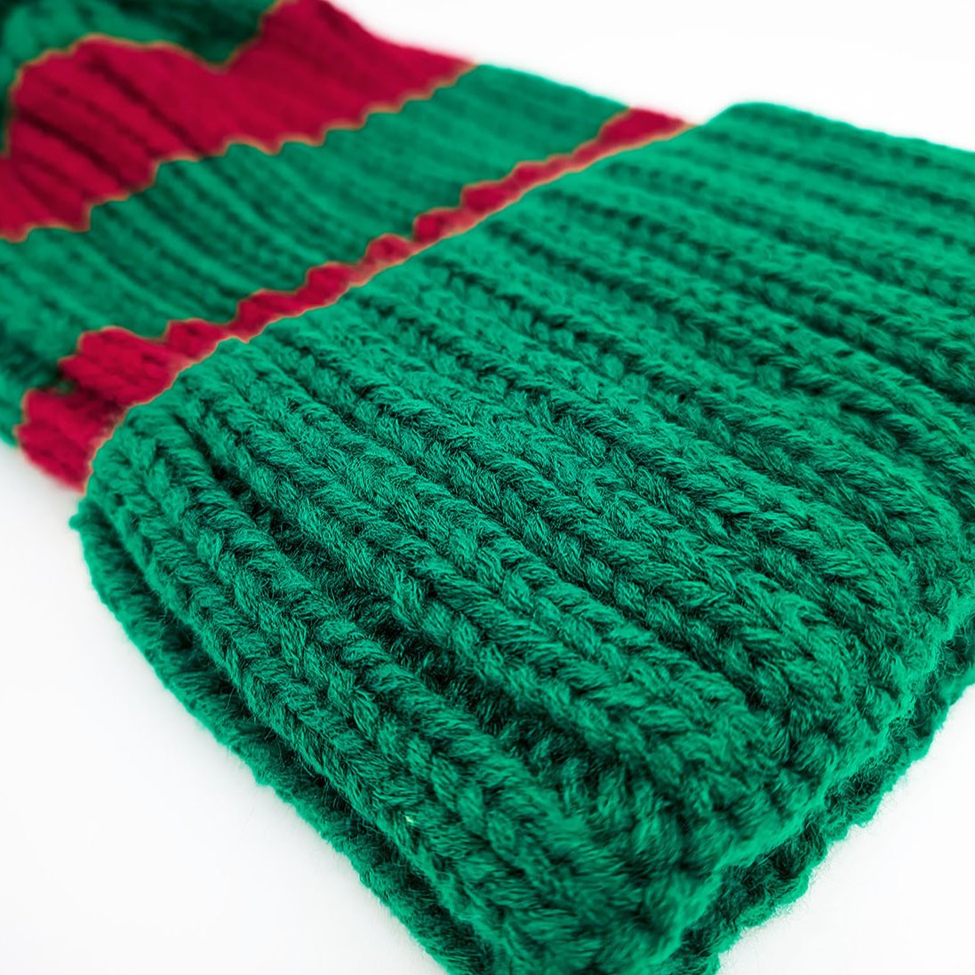 Knitted Striped Santa Hat, Red/Green