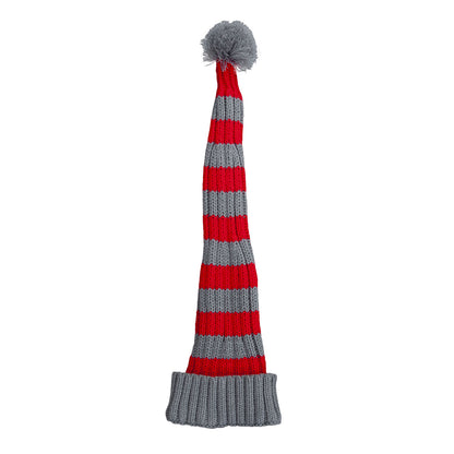 Knitted Santa Hat Red & Grey striped