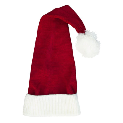 Bonnet de Père Noël Tricoté à plat, rouge/blanc