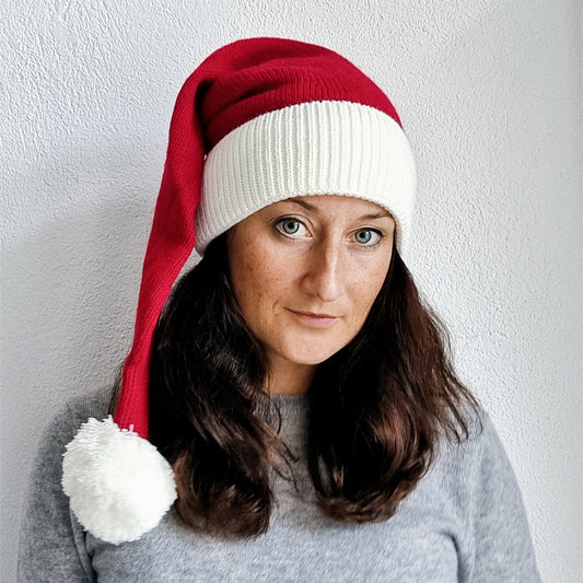 Flat knitted Santa Hat Classic Red & White