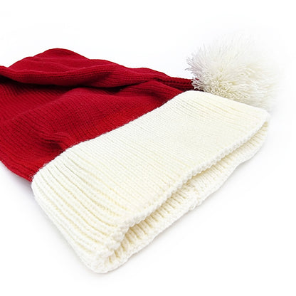 Bonnet de Père Noël Tricoté à plat, rouge/blanc