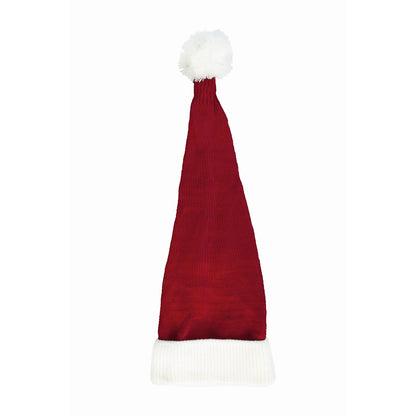 Bonnet de Père Noël Tricoté à plat, rouge/blanc