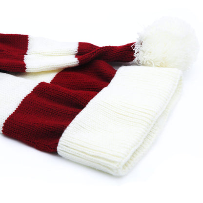 Flat knitted Santa Hat White & Red striped