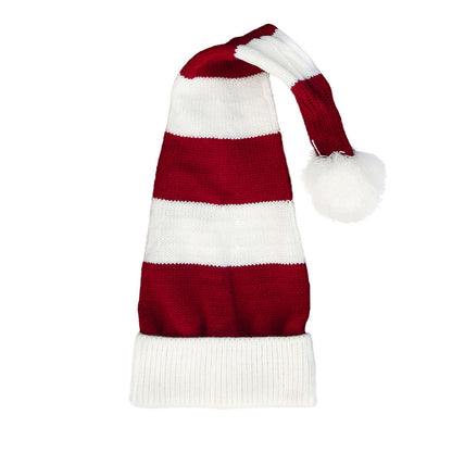Flat knitted Santa Hat White & Red striped