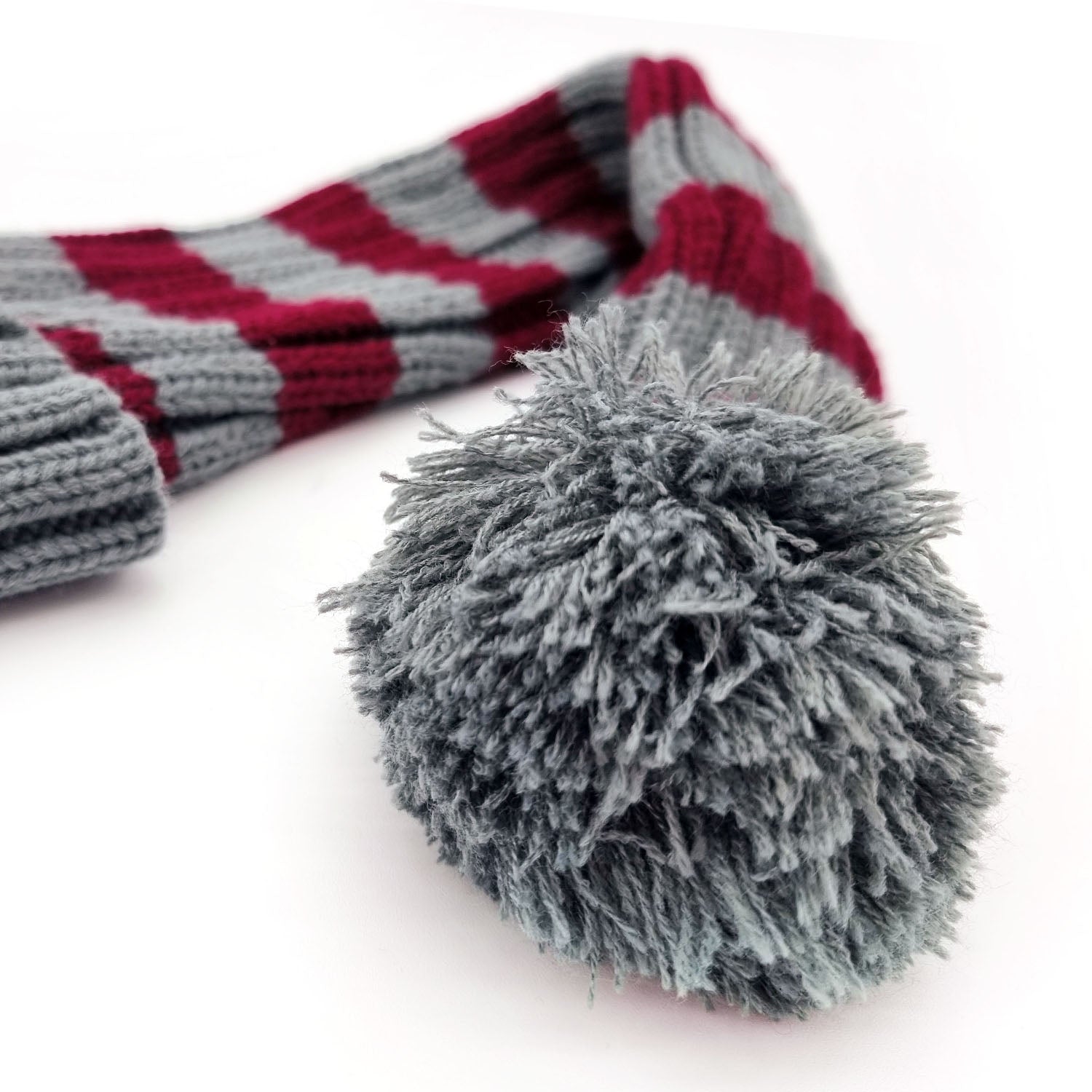 Bonnet de Père Noël Tricoté rouge foncé / gris