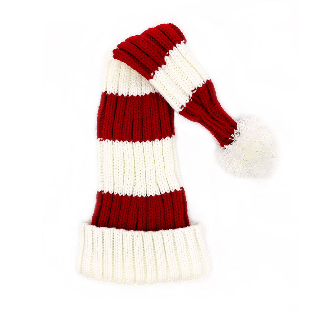 Bonnet de Père Noël Tricoté, rouge/blanc avec rayures