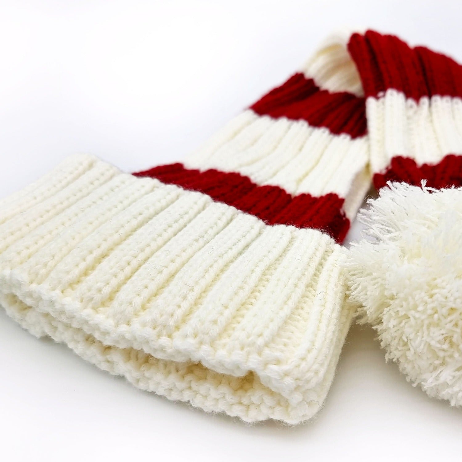 Bonnet de Père Noël Tricoté, rouge/blanc avec rayures