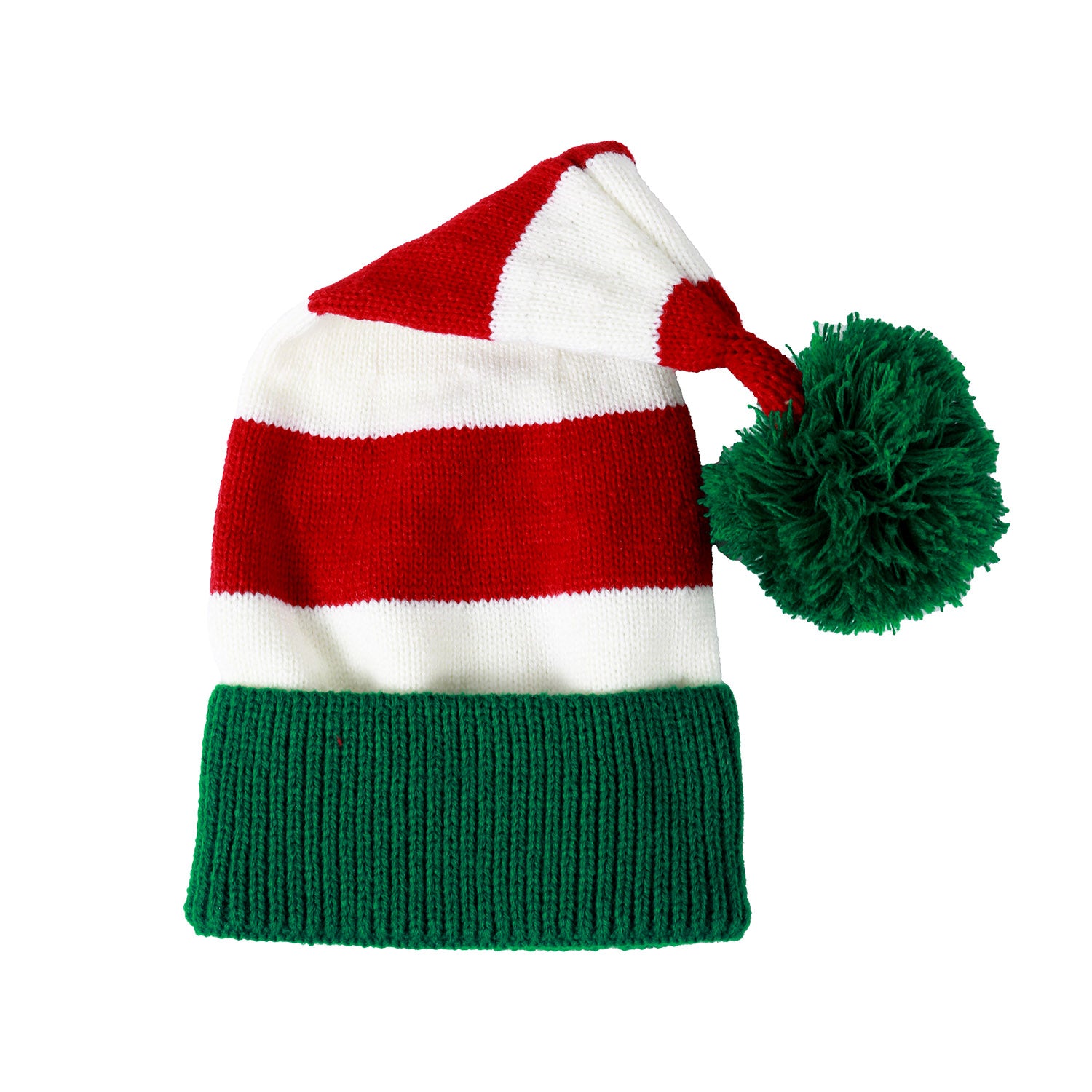 Bonnet de Père Noël Tricoté à plat pour tout-petits vert/rouge/blanc