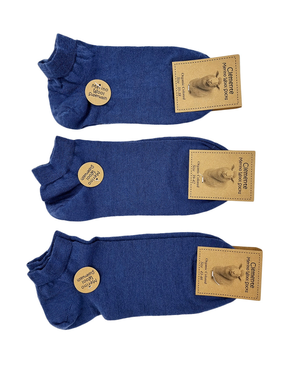 Chaussettes courtes en laine mérinos, bleues