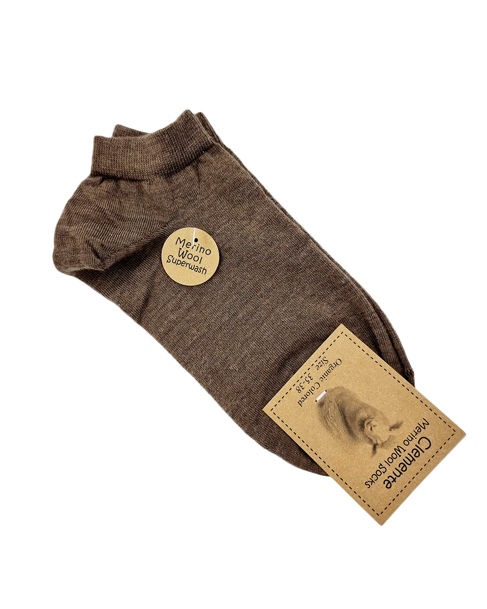 Chaussettes courtes en laine mérinos, marron