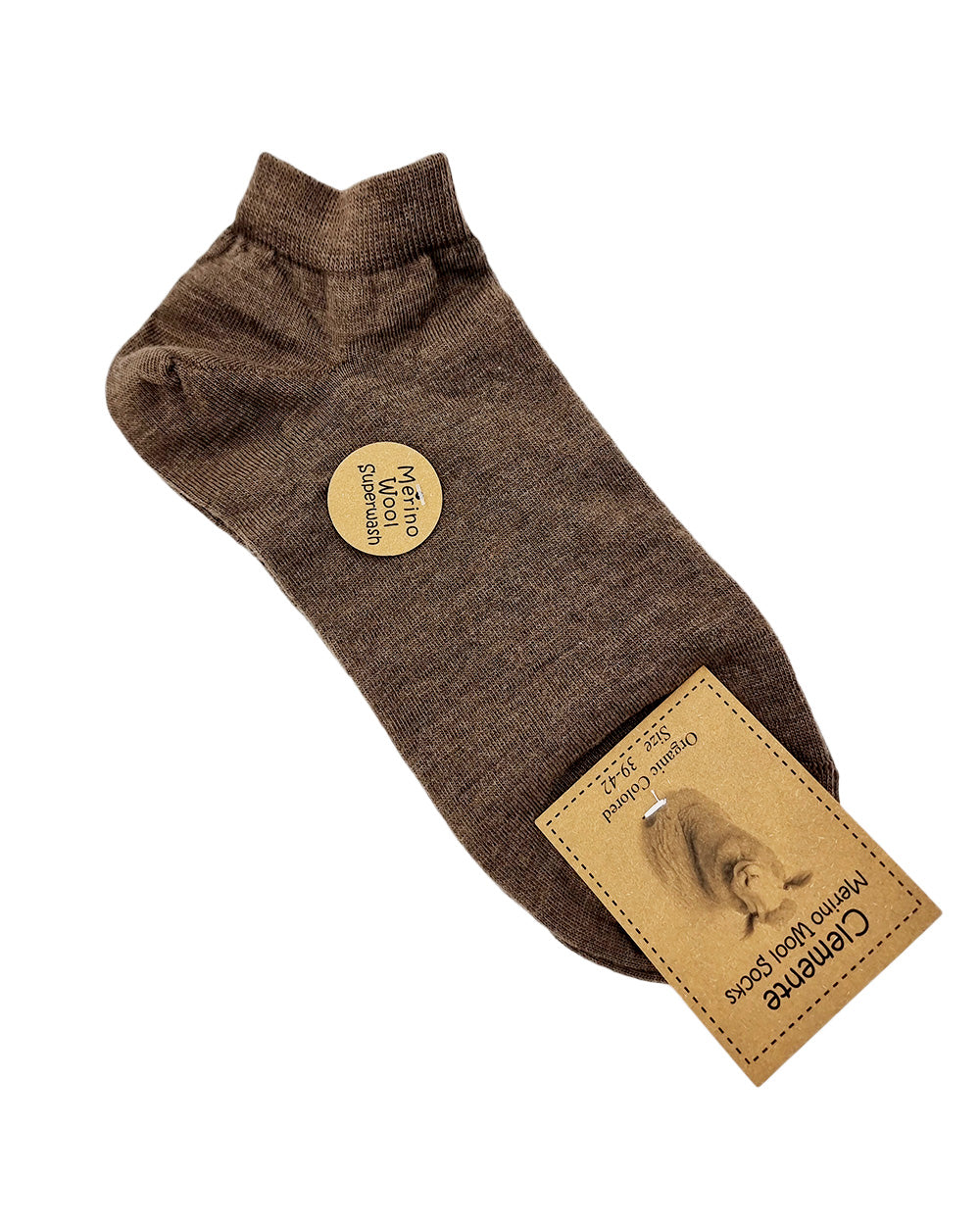 Chaussettes courtes en laine mérinos, marron