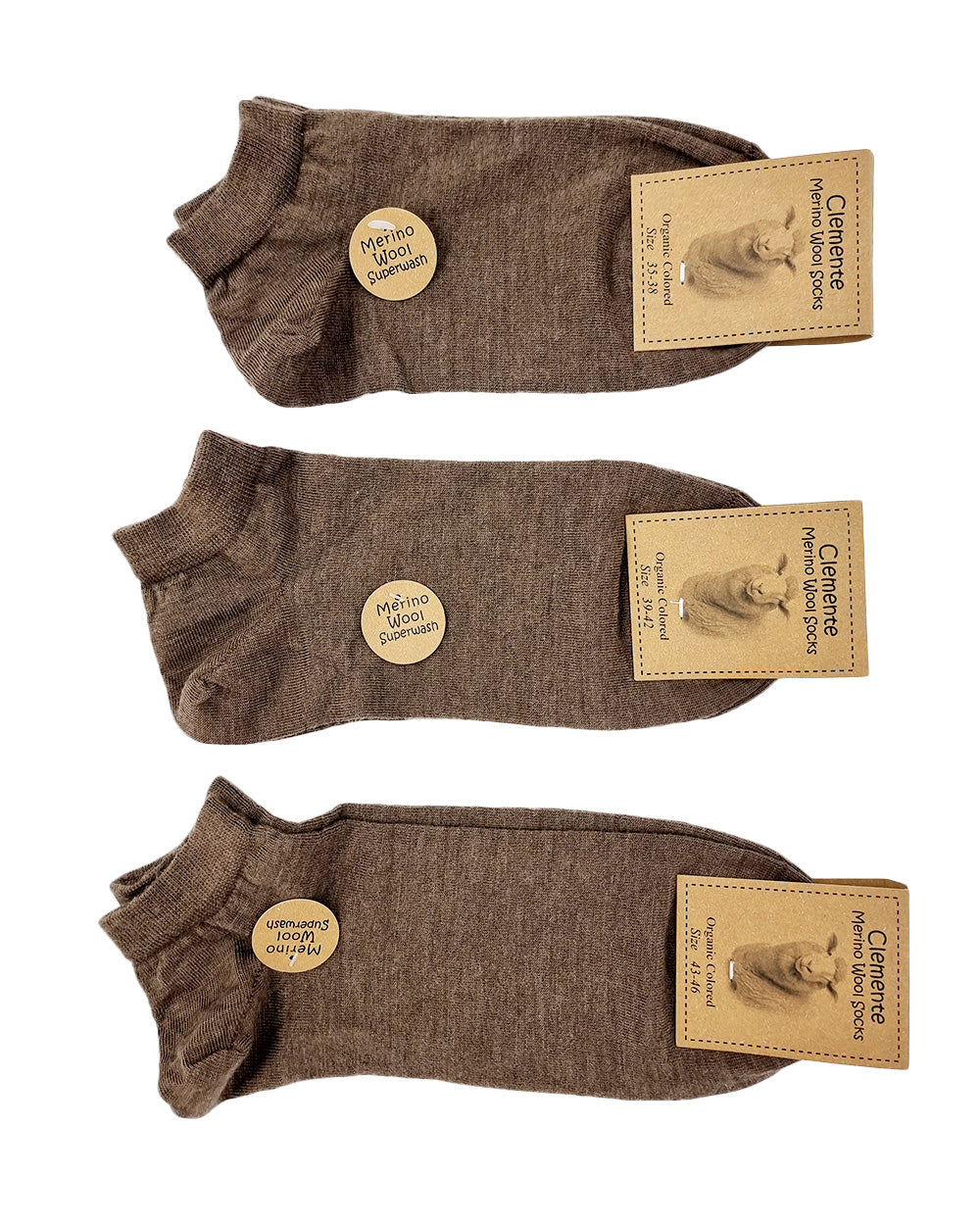 Chaussettes courtes en laine mérinos, marron