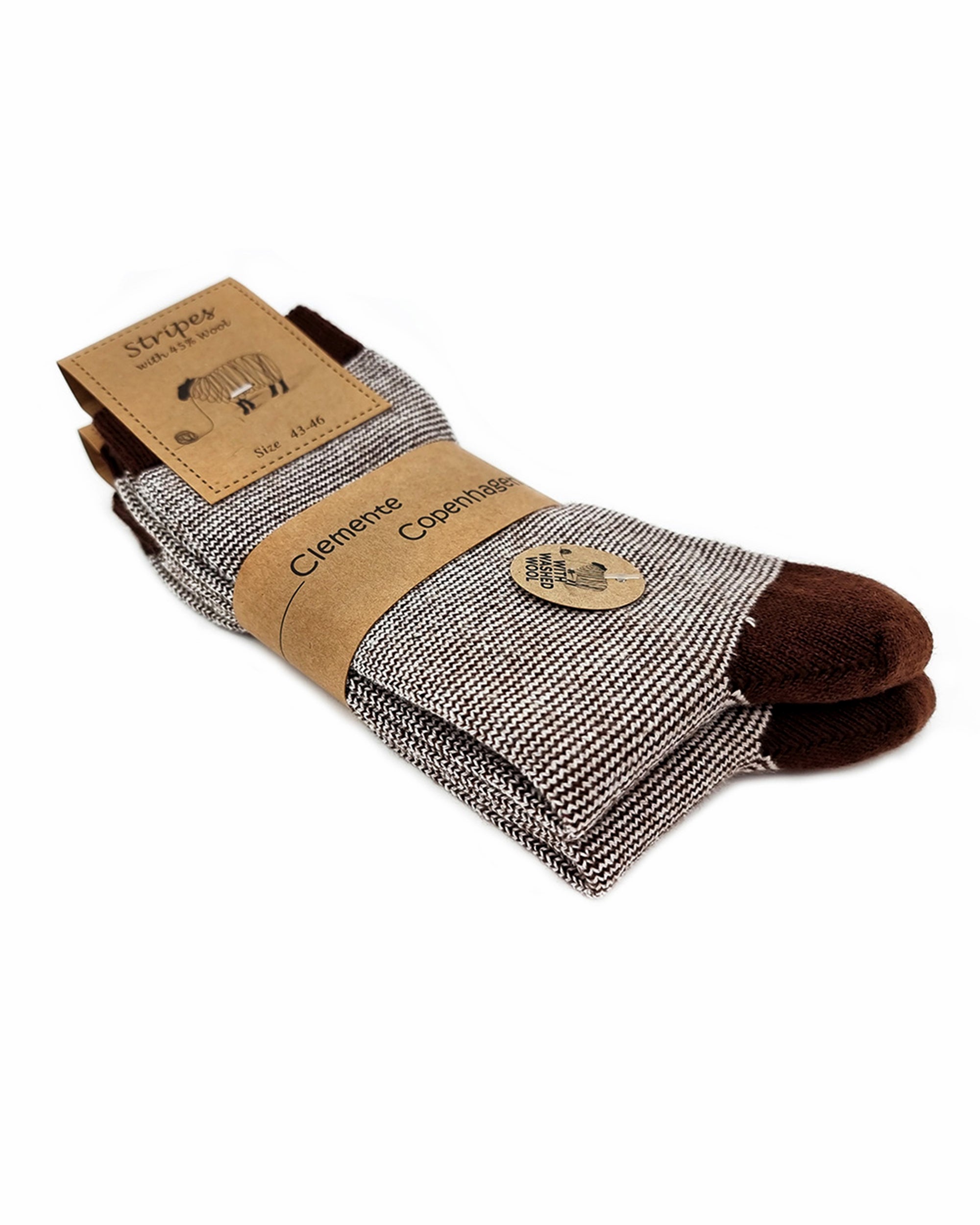 Chaussettes en Laine à rayures marron, lot de 2 paires