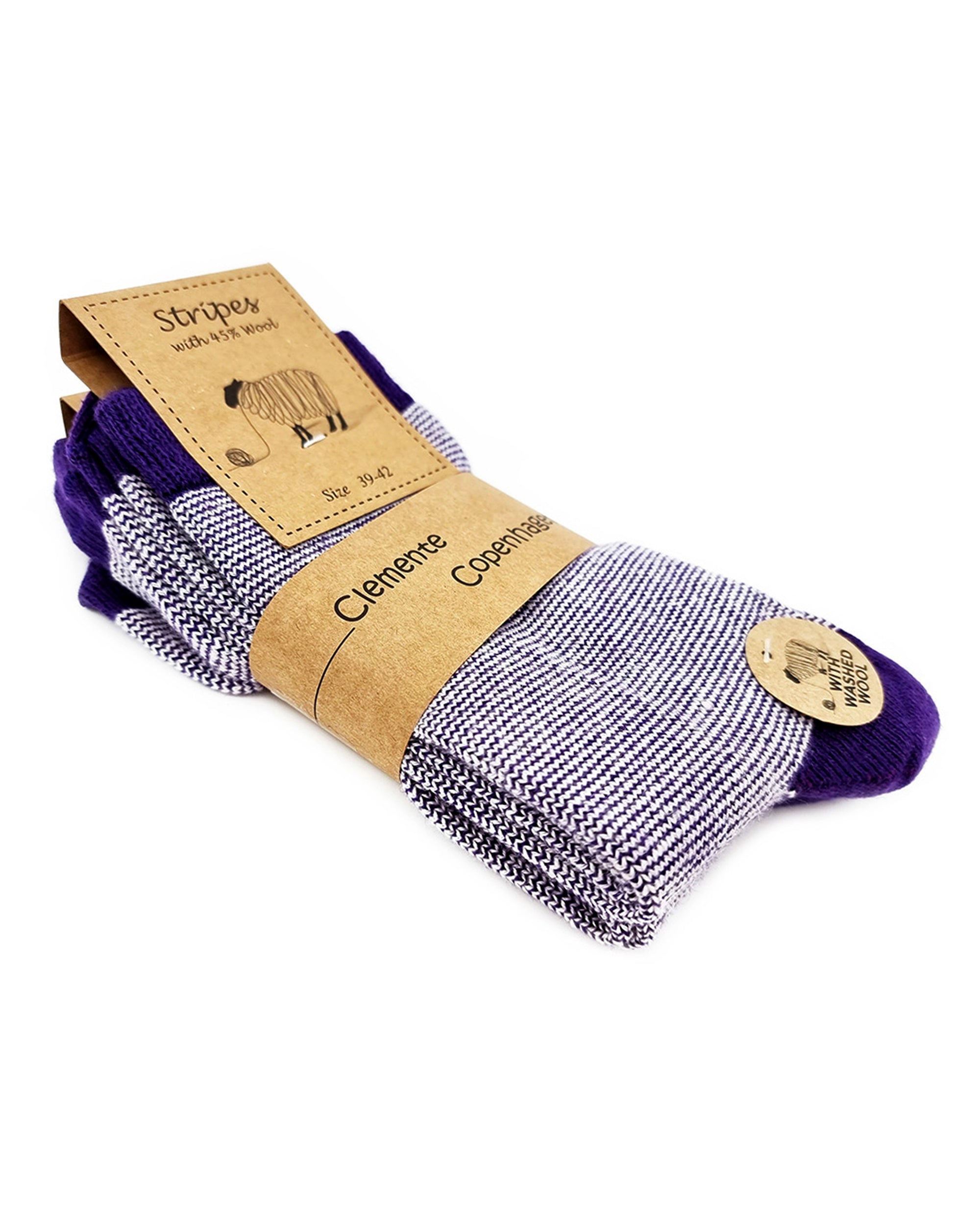 Chaussettes en Laine violettes rayées, lot de 2 paires