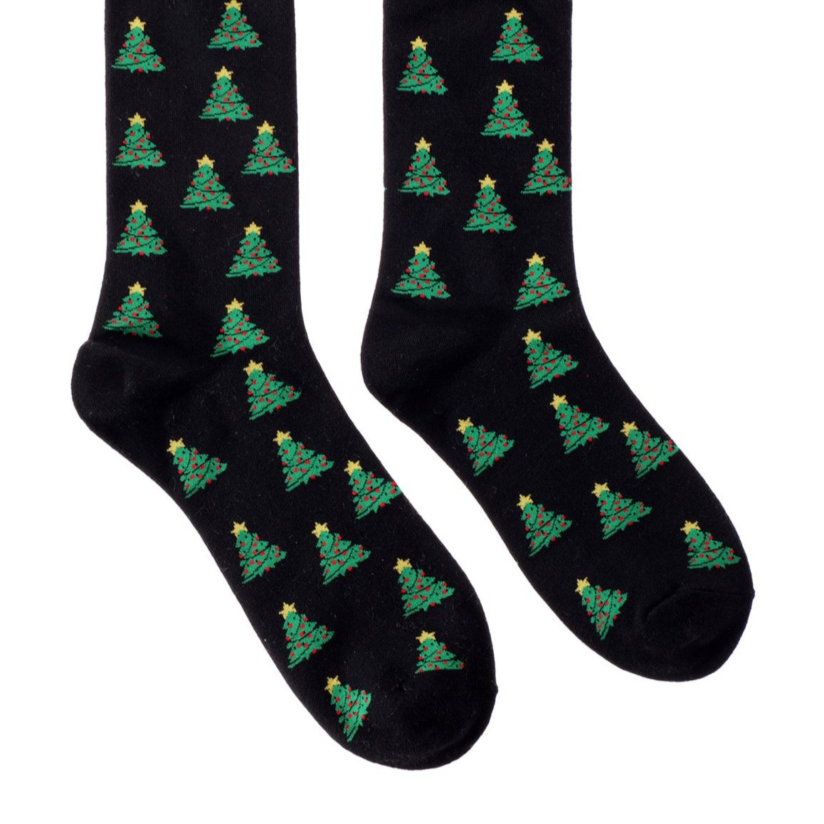 Chaussettes de Noël "Noir avec des arbres de Noël"