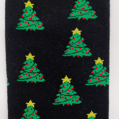 Chaussettes de Noël "Noir avec des arbres de Noël"