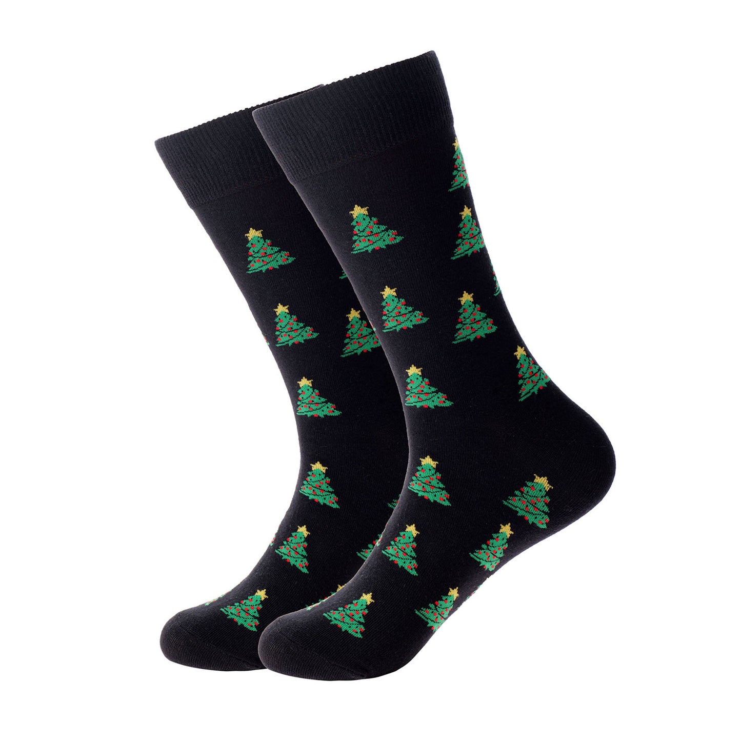 Chaussettes de Noël "Noir avec des arbres de Noël"