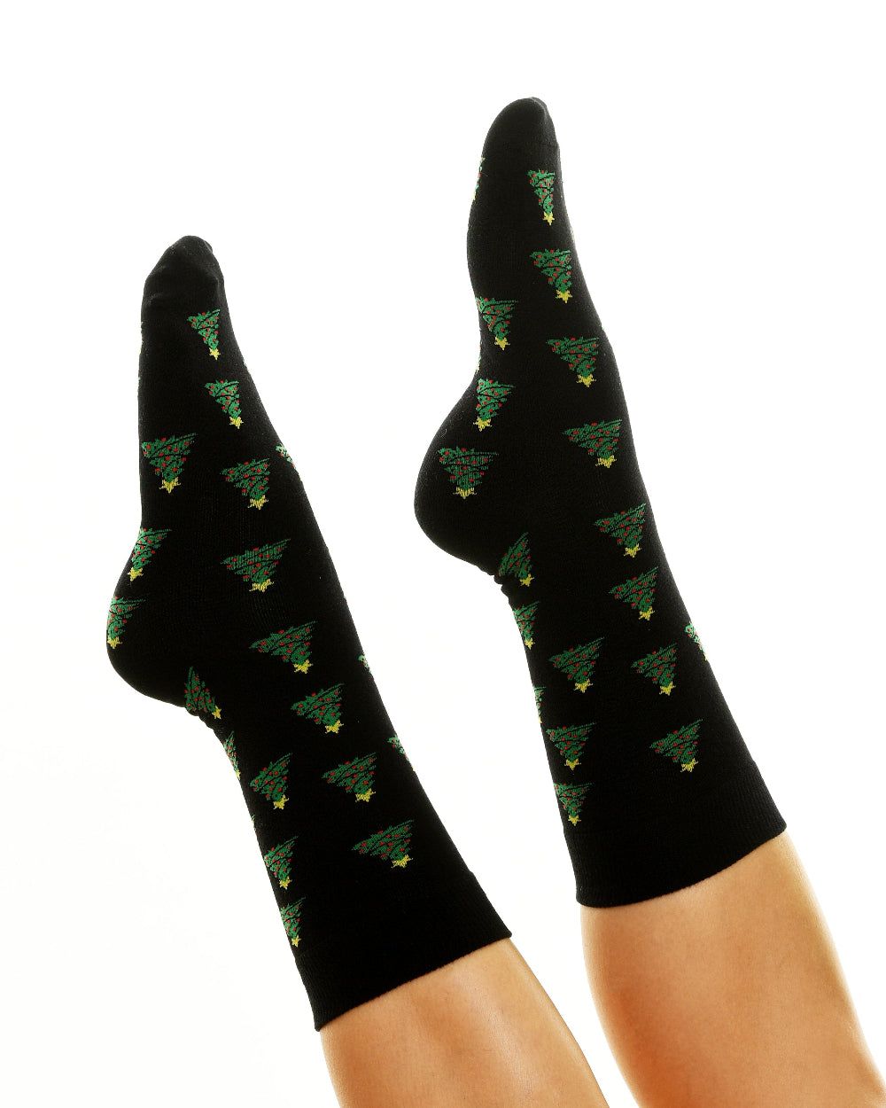 Chaussettes de Noël "Noir avec des arbres de Noël"