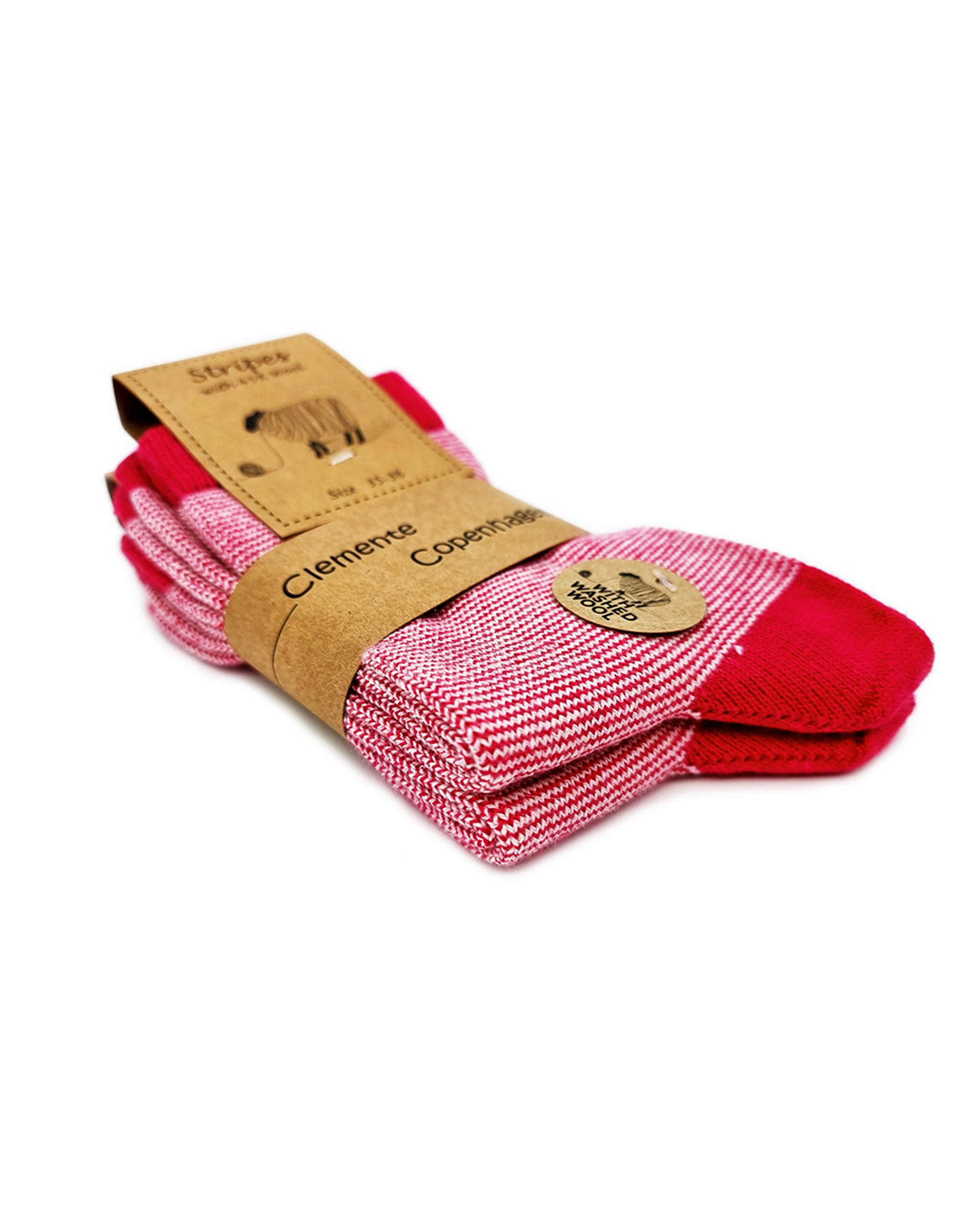 Chaussettes en Laine à rayures roses, lot de 2 paires