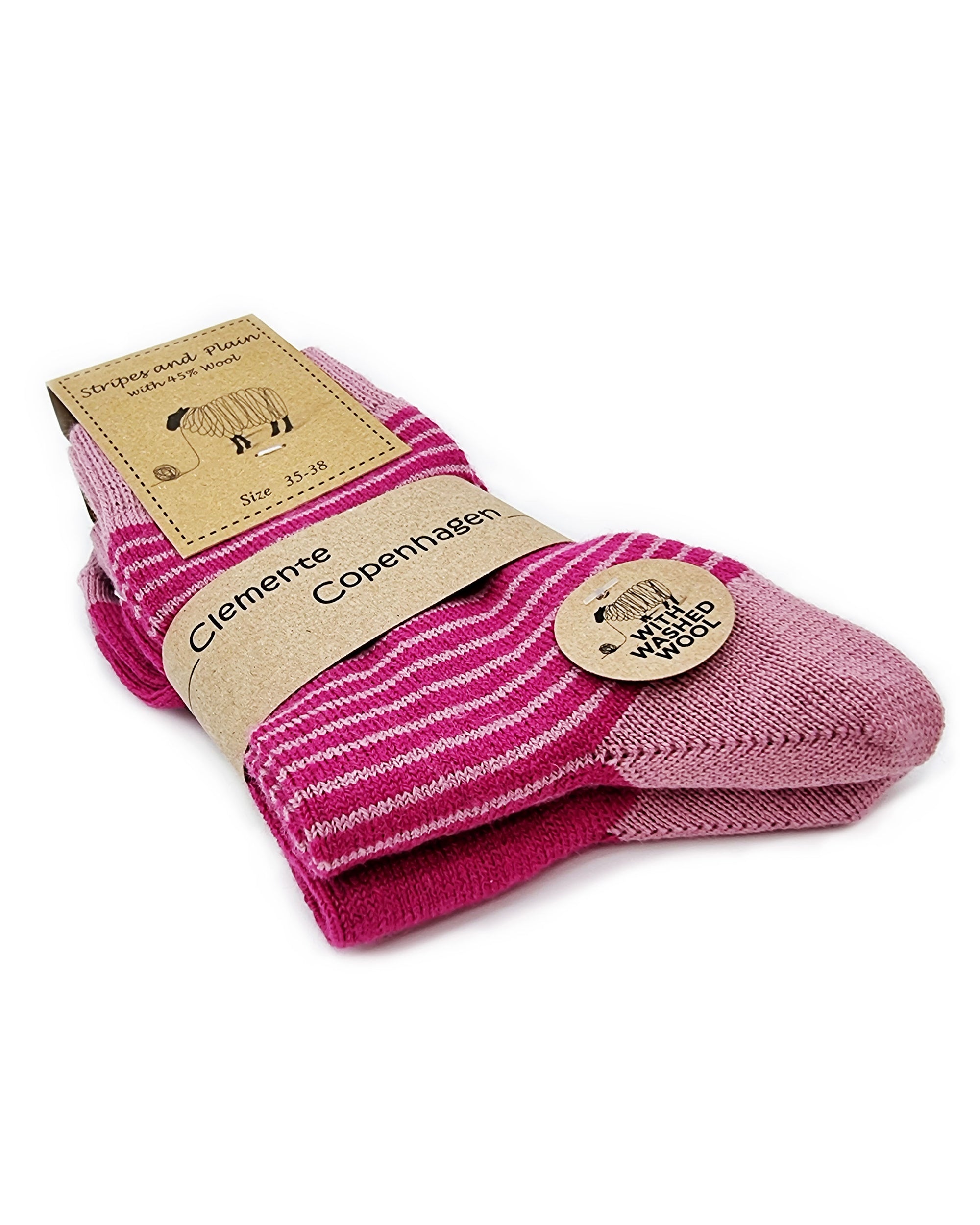 Chaussettes en Laine roses rayées, lot de 2 paires