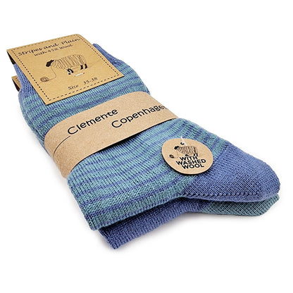 Socks in 45% wool, set of 2 pairs (blue/purple)