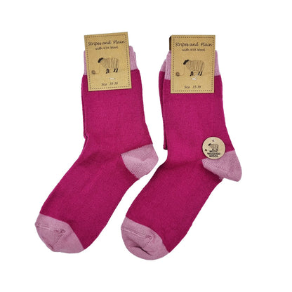 Socks in 45% wool, set of 2 pairs (fuchsia)