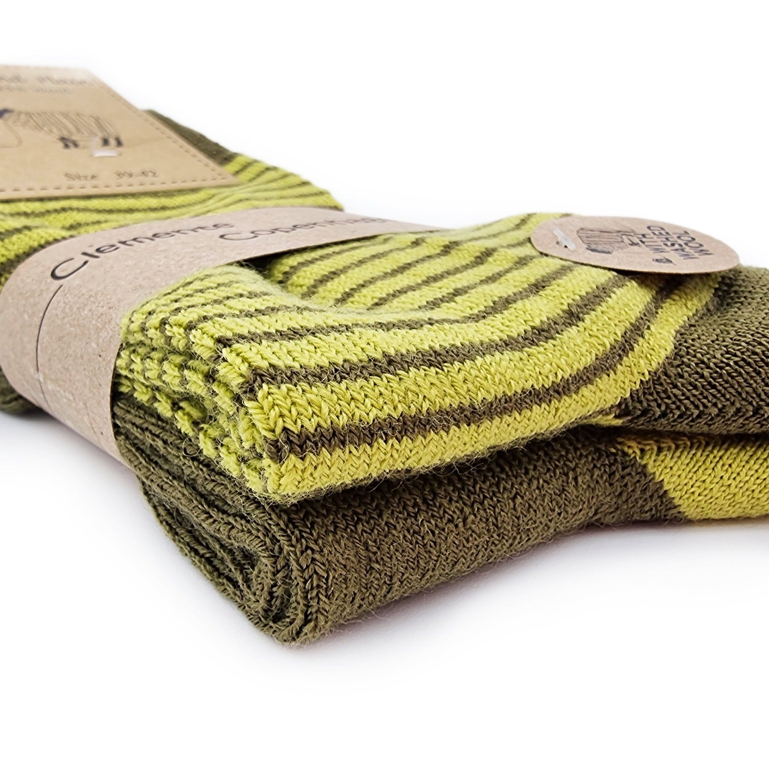 Chaussettes en Laine vert olive, lot de 2 paires