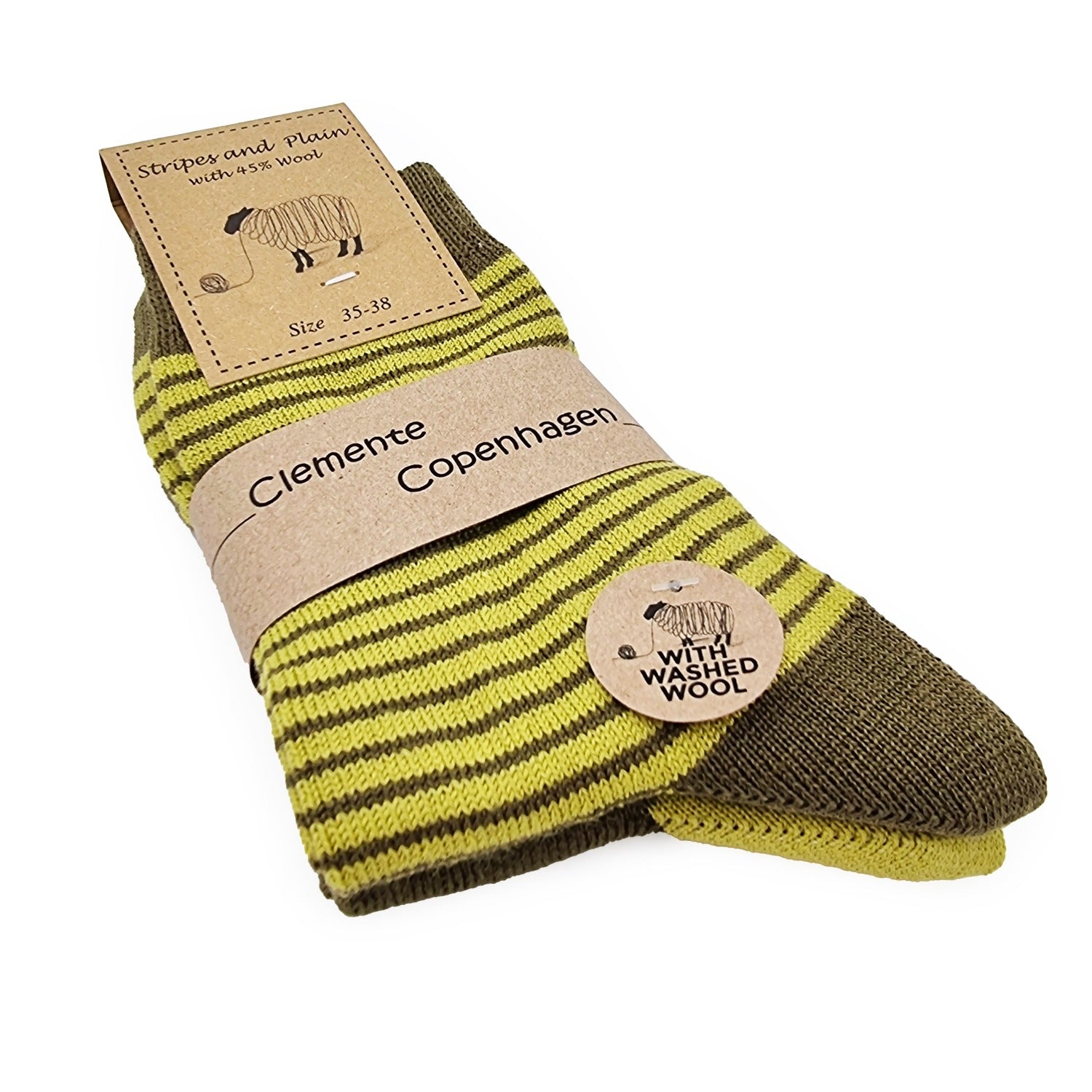 Olive Green Wool Socks, Pack of 2 Pairs
