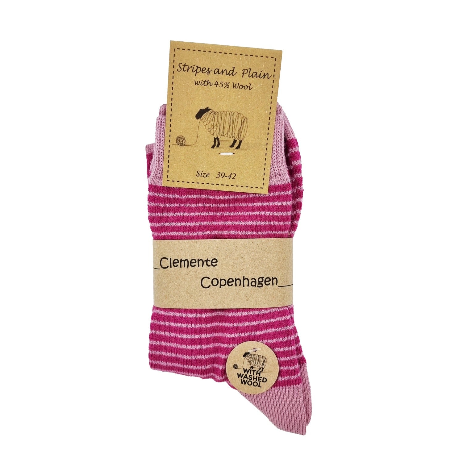 Chaussettes en Laine roses rayées, lot de 2 paires